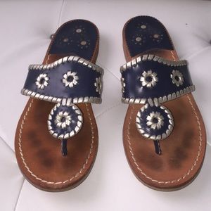 navy blue and silver Jack Rogers sandals✨